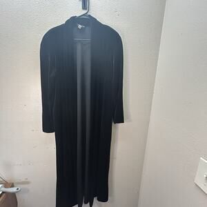 Vintage Velvet Cardigan Size M Black Duster Long Whimsigoth Fairy Witchy Cloak